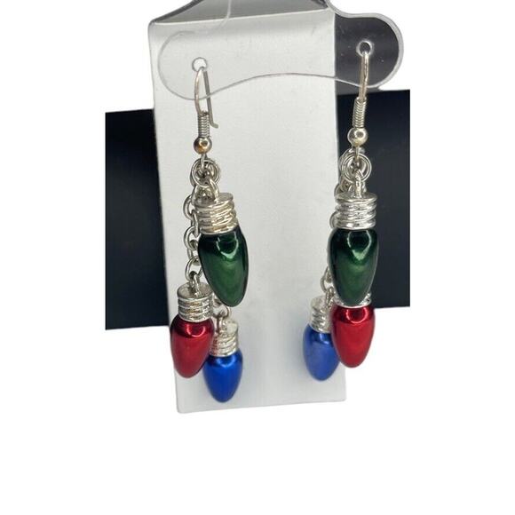 Silver Tone Xmas Ornament Drop Earrings Christmas Holiday Chic Elegant Fashion - Picture 1 of 11